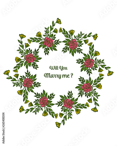 Vector illustration design colorful bouqet flower frames for will you marry me