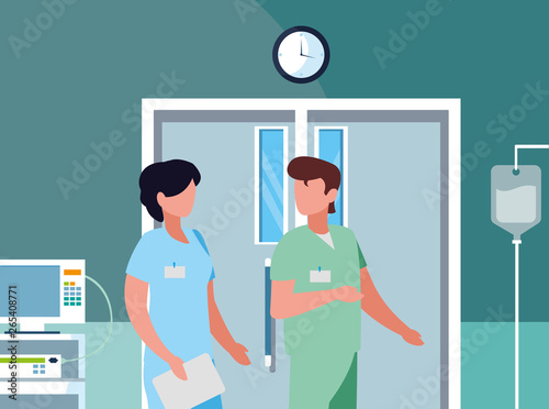 couple medicine workers in operating theater