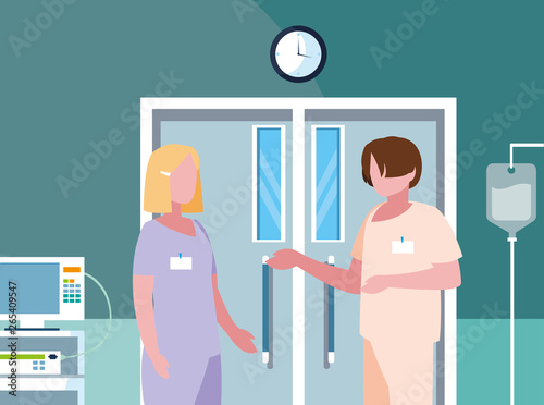 couple medicine workers in operating theater