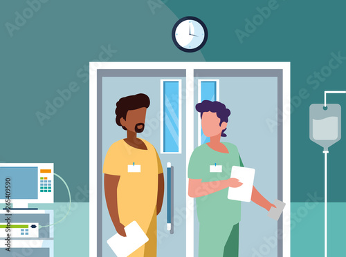 interracial male medicine workers in operating theater