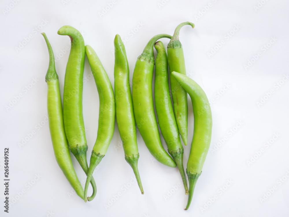 close up green chili pepper on white background close up green chili pepper on white background