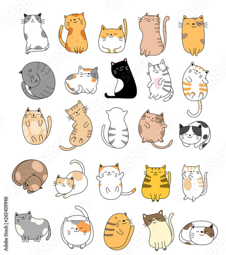 Cute baby cats cartoon hand drawn style,for printing,card, t shirt,banner,product.vector illustration