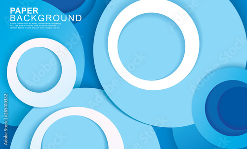 Paper layer circle blue abstract background. Curves and lines use for banner, cover, poster, wallpaper, design with space for text.