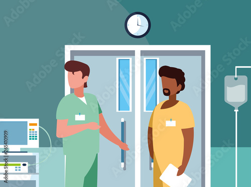 interracial male medicine workers in operating theater