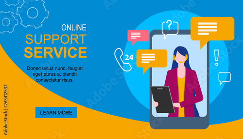Woman Assistant on Phone Display Support Service