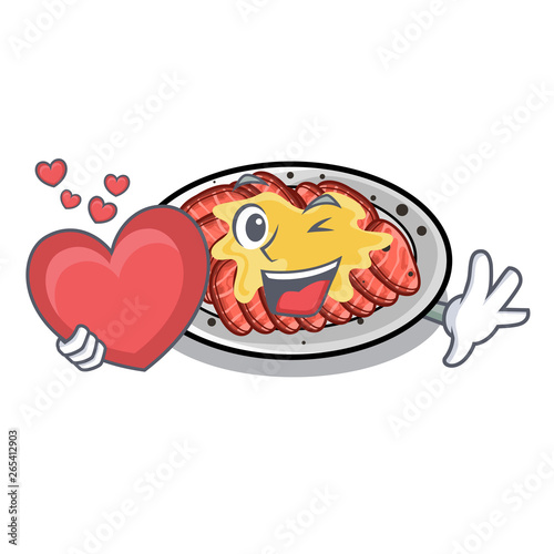 With heart carpaccio isolated with in the mascot