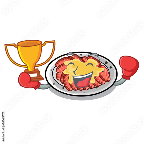 Boxing winner carpaccio in the a character shape
