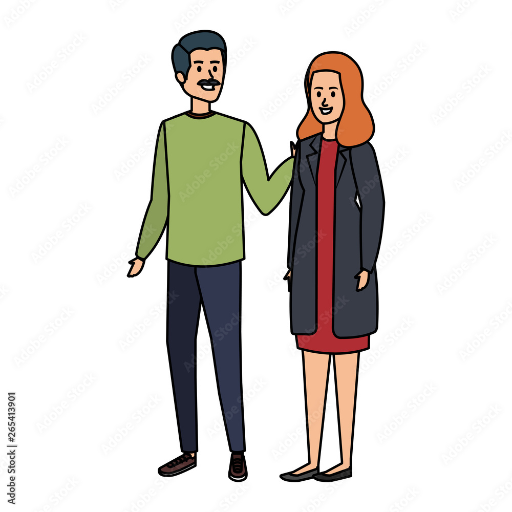 Fototapeta premium young couple avatars characters