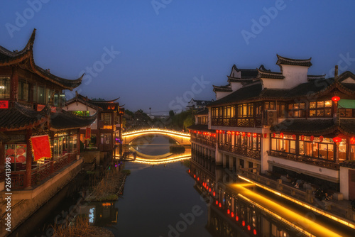 Qibao district in Shanghai at the night. China.