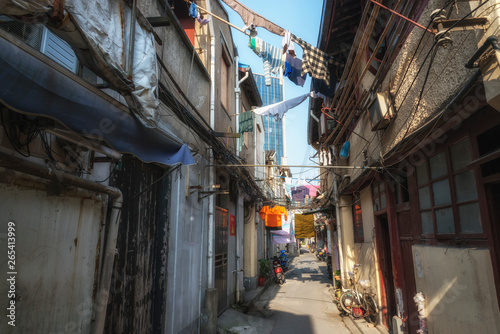 Old slums district in Shanghai close to Yuyuan Garden. China. © serg_did