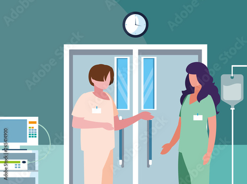 couple medicine workers in operating theater