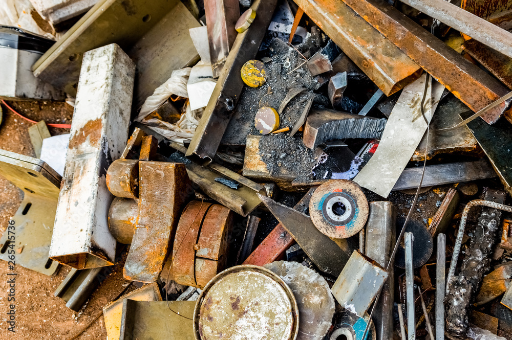 Scrap metal pieces stored for recycling Scrap metal pieces stored for recycling