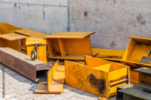 Scrap metal pieces stored for recycling
