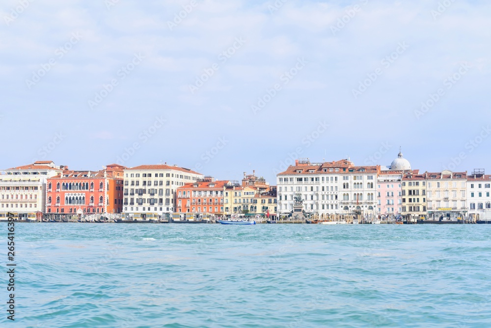 Colourful Buildings of Venice from Grand Canal in Italy
