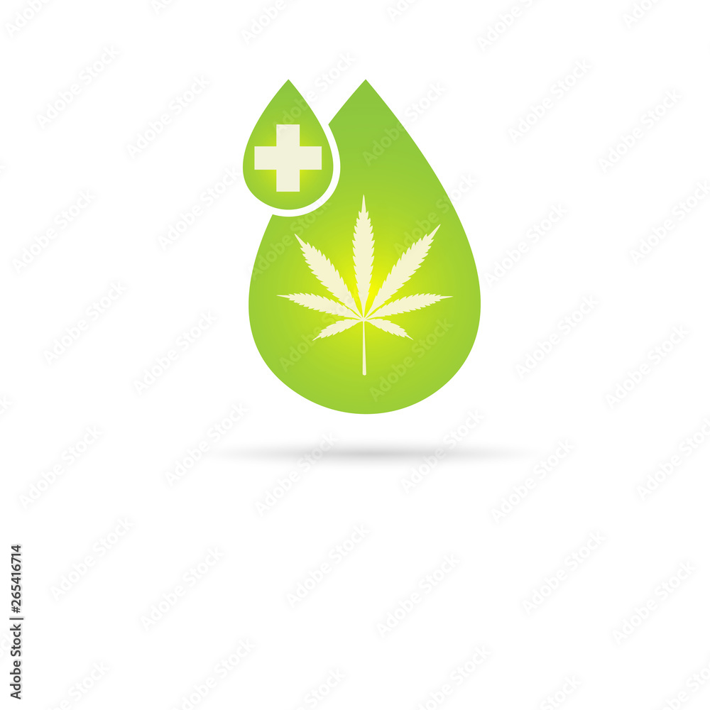 Cannabis oil drop icon with a marijuana leaf Cannabis oil drop icon with a marijuana leaf