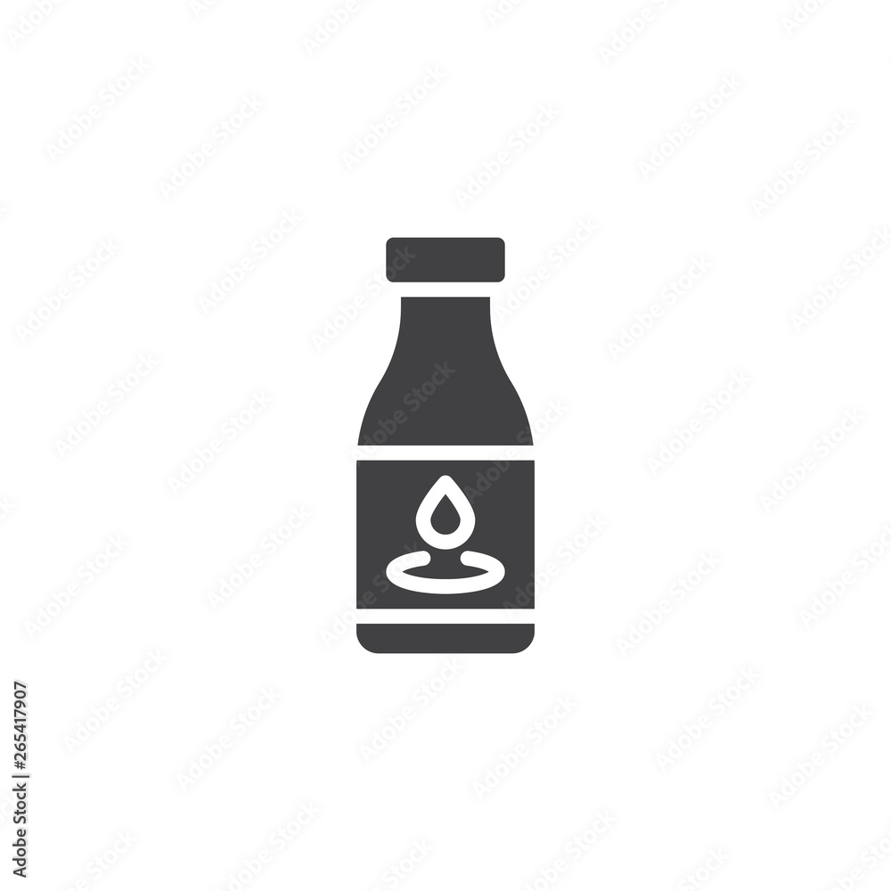 Milk bottle vector icon. filled flat sign for mobile concept and web design. Bottle of milk glyph icon. Dairy product symbol, logo illustration. Pixel perfect vector graphics