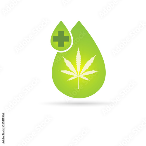 Oil drop with a marijuana leaf Medical Cannabis oil