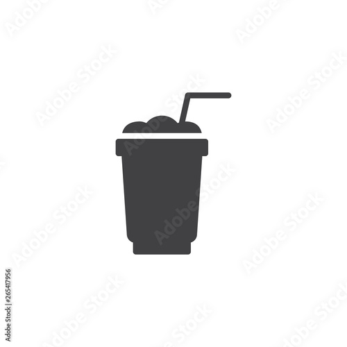 Frappe cup vector icon. Milkshake drink with straw filled flat sign for mobile concept and web design. Frappuccino coffee cup glyph icon. Symbol, logo illustration. Pixel perfect vector graphics