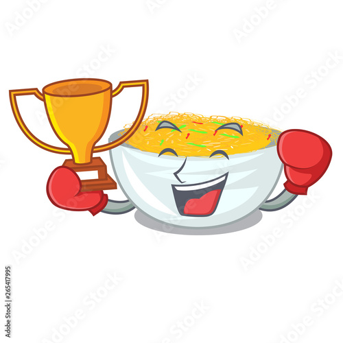 Boxing winner fried noodles in the mascot shape