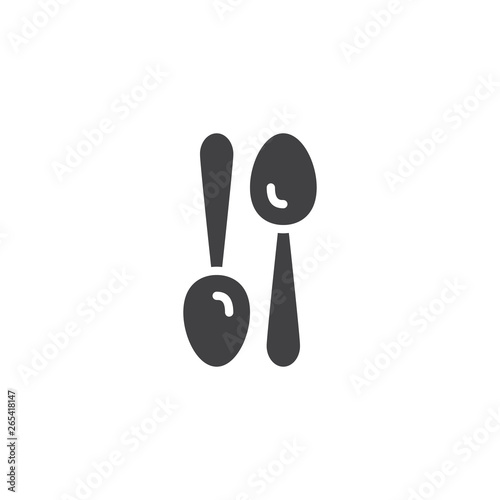 Two spoons vector icon. filled flat sign for mobile concept and web design. Teaspoon glyph icon. Symbol, logo illustration. Pixel perfect vector graphics
