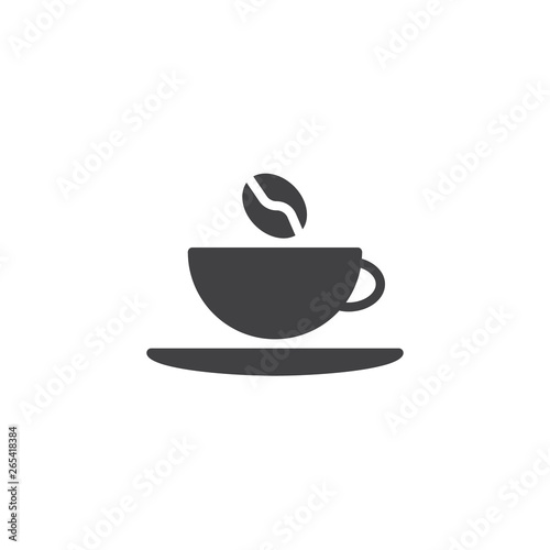 Coffee bean and coffee cup vector icon. filled flat sign for mobile concept and web design. Cup of coffee glyph icon. Symbol, logo illustration. Pixel perfect vector graphics