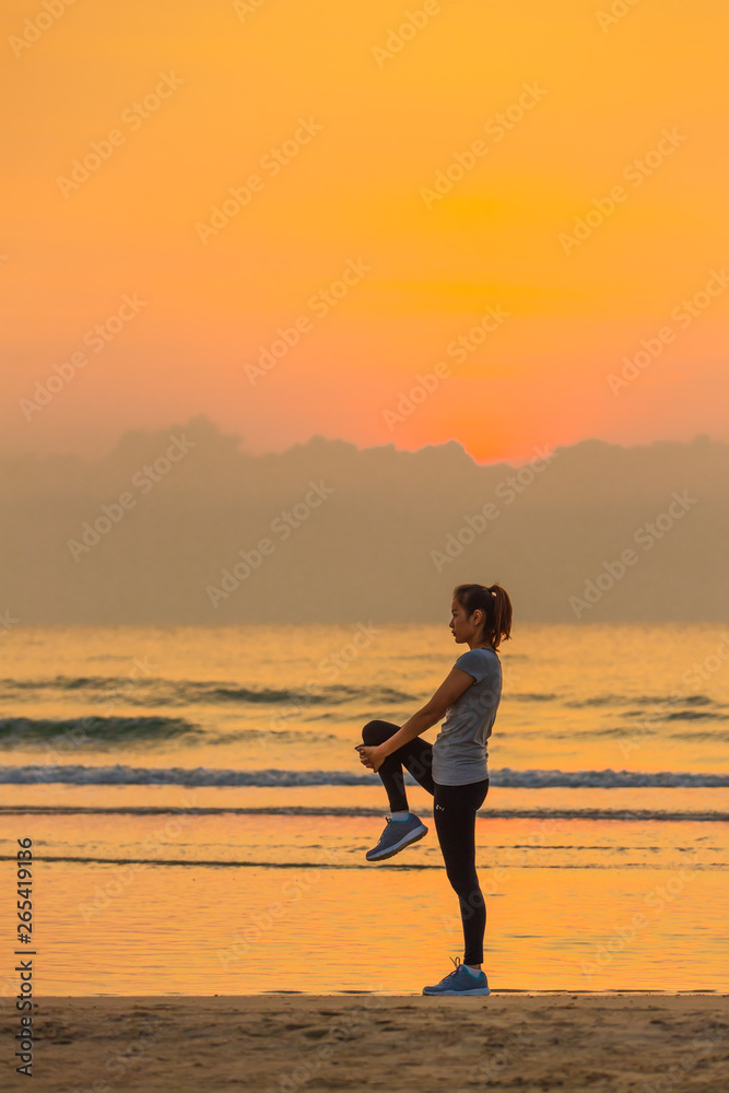Woman exercise on beach