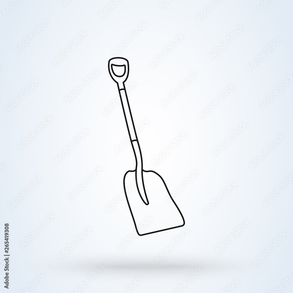 Shovel Icon. line art. Gardening Vector Illustration. Construction Equipment Sign Shovel Icon. line art. Gardening Vector Illustration. Construction Equipment Sign