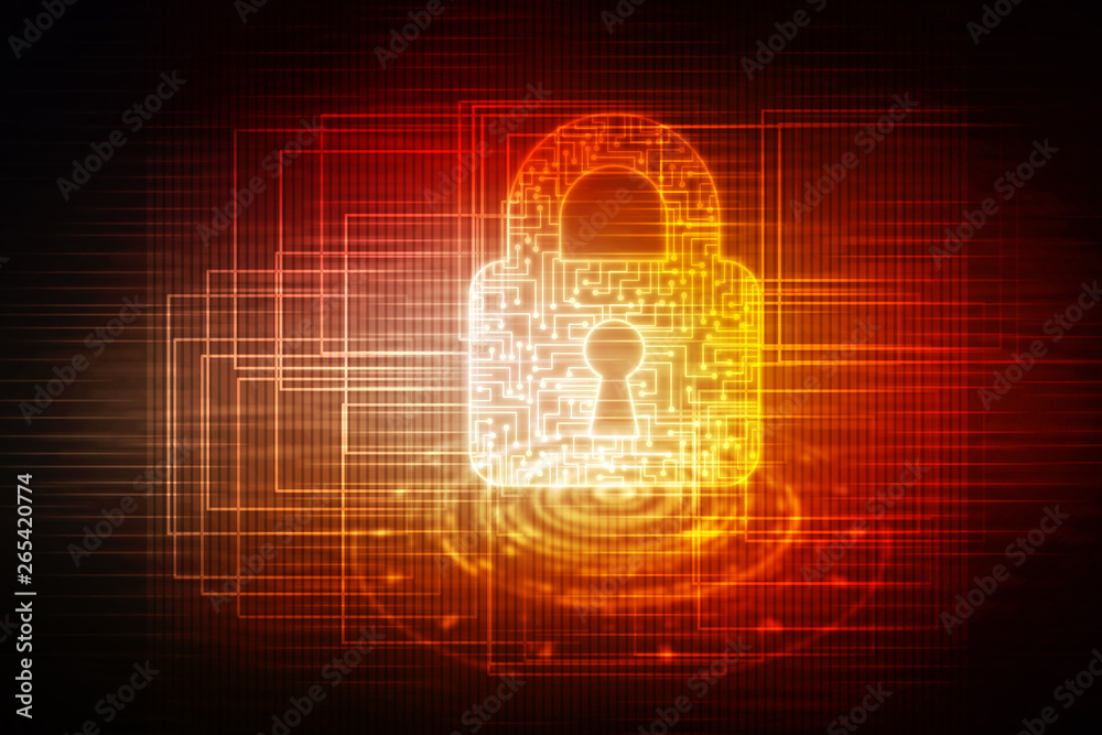 2d illustration Safety concept: Closed Padlock on digital background 2d illustration Safety concept: Closed Padlock on digital background