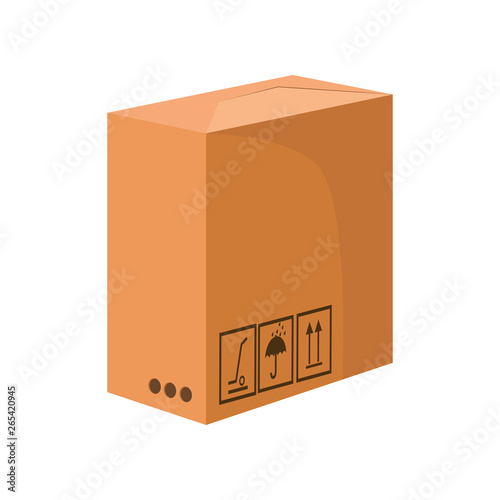 Big package cartoon illustration. Carton box keep dry and side up symbols. Cardboard box concept. Vector illustration can be used for topics like delivery, shipping, postal service