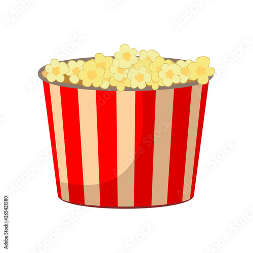 Big bucket of popcorn. Unhealthy eating in buffet. Can be used for topics like snack, watching tv, cinema