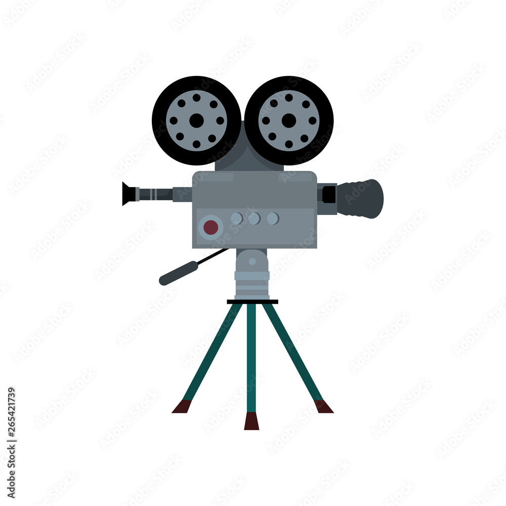 Obraz premium Filmmaking camera with reels. Modern video camera on stand. Can be used for topics like entertainment, videographer, media