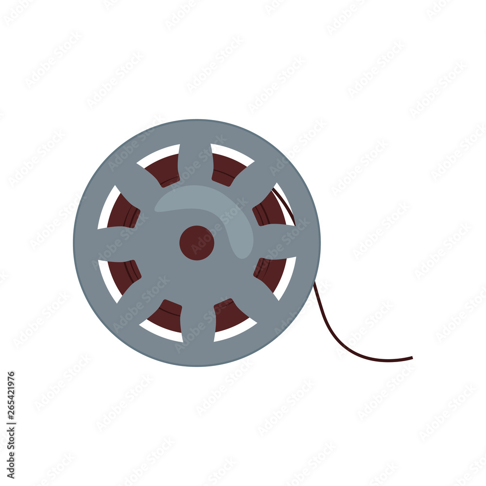 Fototapeta premium Round container for film reel. Movie footage in gray box. Can be used for topics like filmstrip, Hollywood, cinema