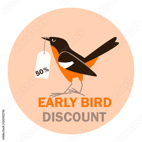 early bird discount.poster design,flat style,vector