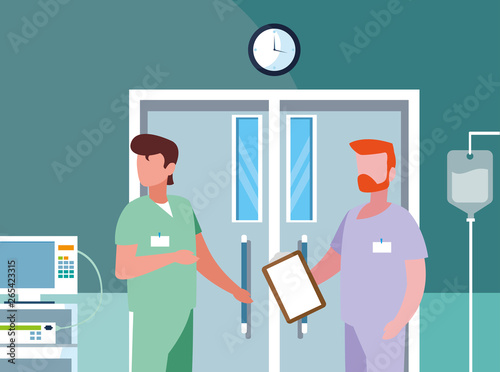 male medicine workers in operating theater