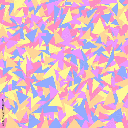 pastel triangles. simple geometric shapes. vector seamless pattern. motley background. textile paint. repetitive background. wrapping paper. fabric swatch