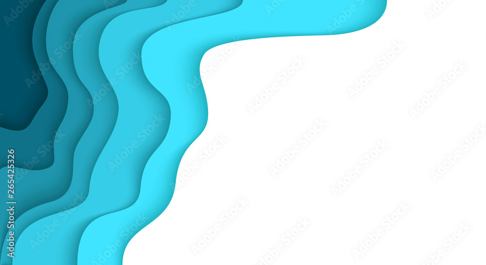 Abstract paper cut background. Horizontal banner, brochure, poster. Blue and turquoise color. Simple realistic design. Beautiful template. Flat style vector illustration. Abstract paper cut background. Horizontal banner, brochure, poster. Blue and turquoise color. Simple realistic design. Beautiful template. Flat style vector illustration.