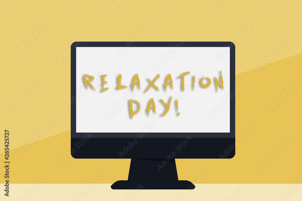 Word writing text Relaxation Day. Business photo showcasing pleasant activity that makes you become calm and less worried Blank Space Desktop Computer Colorful Monitor Screen Freestanding on Table Word writing text Relaxation Day. Business photo showcasing pleasant activity that makes you become calm and less worried Blank Space Desktop Computer Colorful Monitor Screen Freestanding on Table