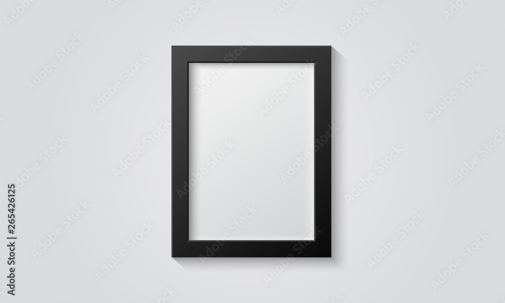 Picture frame isolated on a wall. Black and white color. Realistic modern template. A4 vertical format. Mock up for pictures or photo. Beautiful minimal clean design. Eps 10 vector illustration. Picture frame isolated on a wall. Black and white color. Realistic modern template. A4 vertical format. Mock up for pictures or photo. Beautiful minimal clean design. Eps 10 vector illustration.