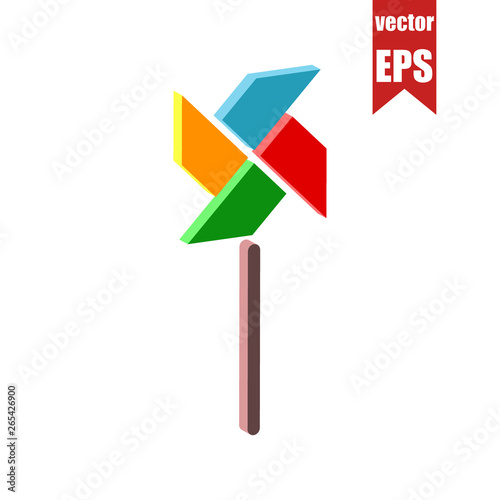 Windmill icon.Isometric and 3D view.