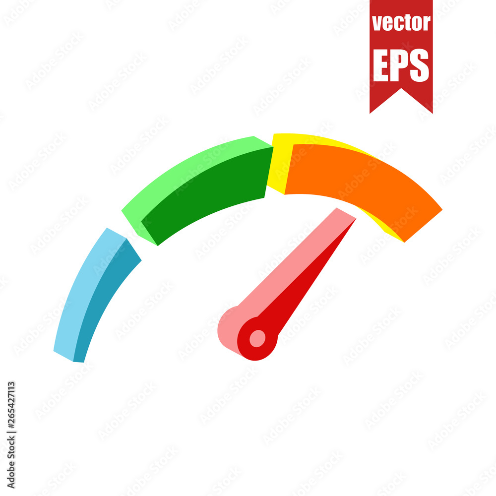 Speedometer icon.Isometric and 3D view. Speedometer icon.Isometric and 3D view.
