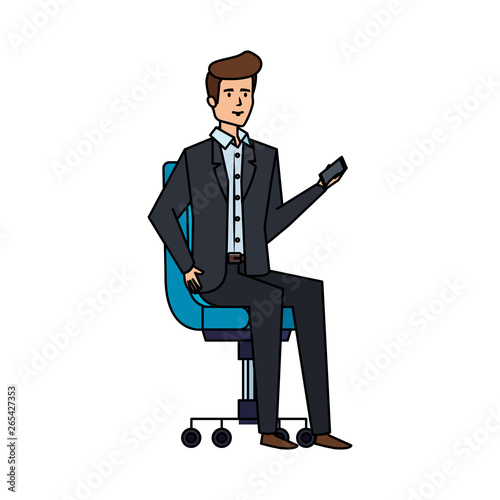 elegant businessman sitting in office chair