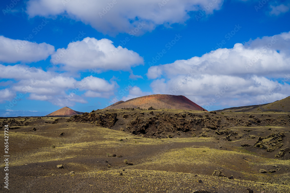 Spain, Lanzarote, Typical colorful volcanic nature landscape