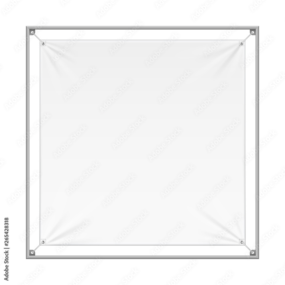 Wall Streamer Vinyl Flex Banner, Fabric, Nylon With Folds. Corners Ropes.  Shield. Mock Up, Template. Illustration Isolated On White Background. Ready  For Your Design. Product Advertising. Vector EPS10 Stock Vector | Adobe