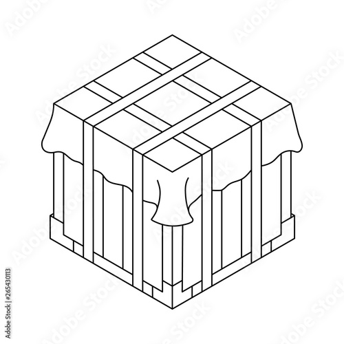 Outline air drop box from the game PlayerUnknown’s Battlegrounds. PUBG. Isometric container. Battle royal concept. Clean and modern vector illustration for design, web.