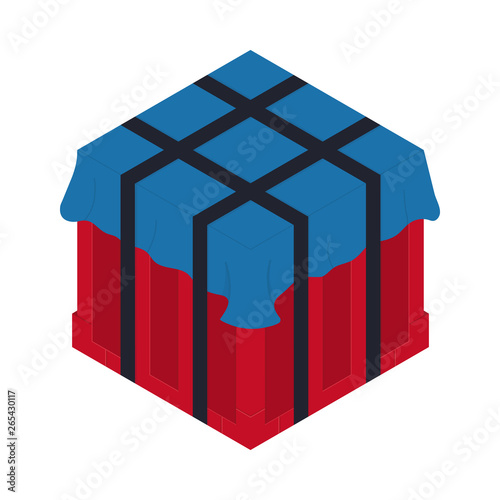 Air drop box from the game PlayerUnknown’s Battlegrounds. PUBG. Isometric container. Battle royal concept. Clean and modern vector illustration for design, web.