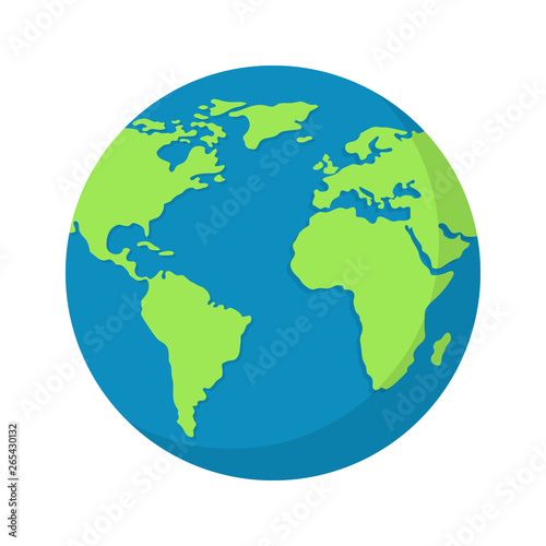 Earth globe isolated on white background. World map. Earth icon. Clean and modern vector illustration for design  web.