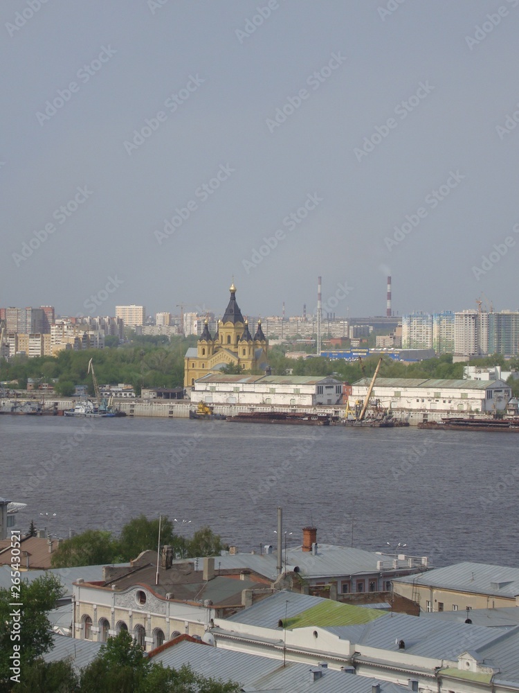 View of the Church and the Volga River in Nizhny Novgorod, Russia