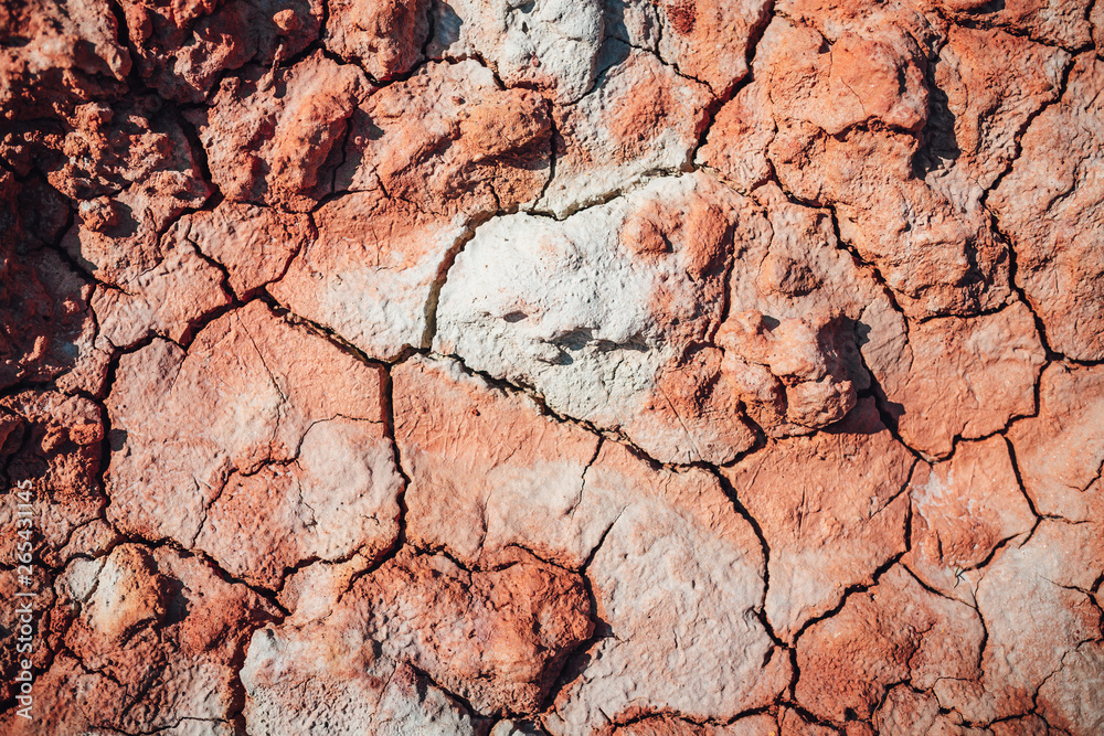 Dry cracked clay soil surface Dry cracked clay soil surface