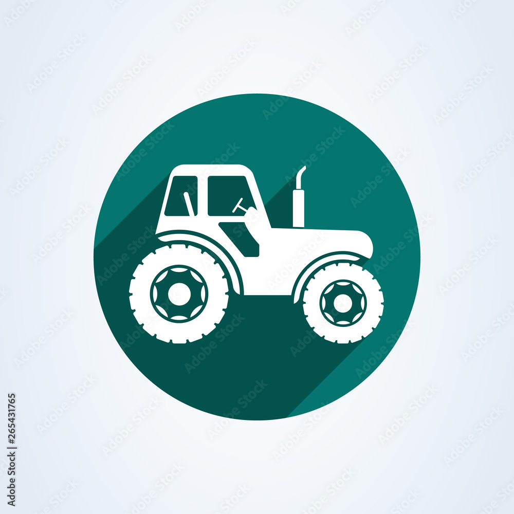 farm tractor side on view illustration. Agricultural tractor