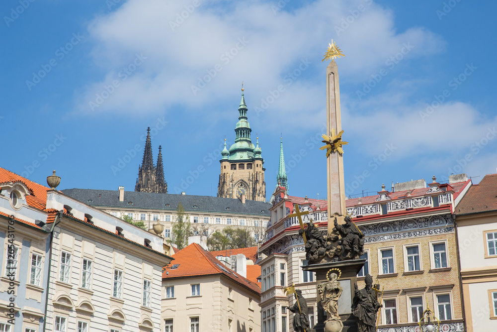 Obraz premium City Prague, Czech Republic. Old Prague city center. Street and old architecture. April 24. 2019